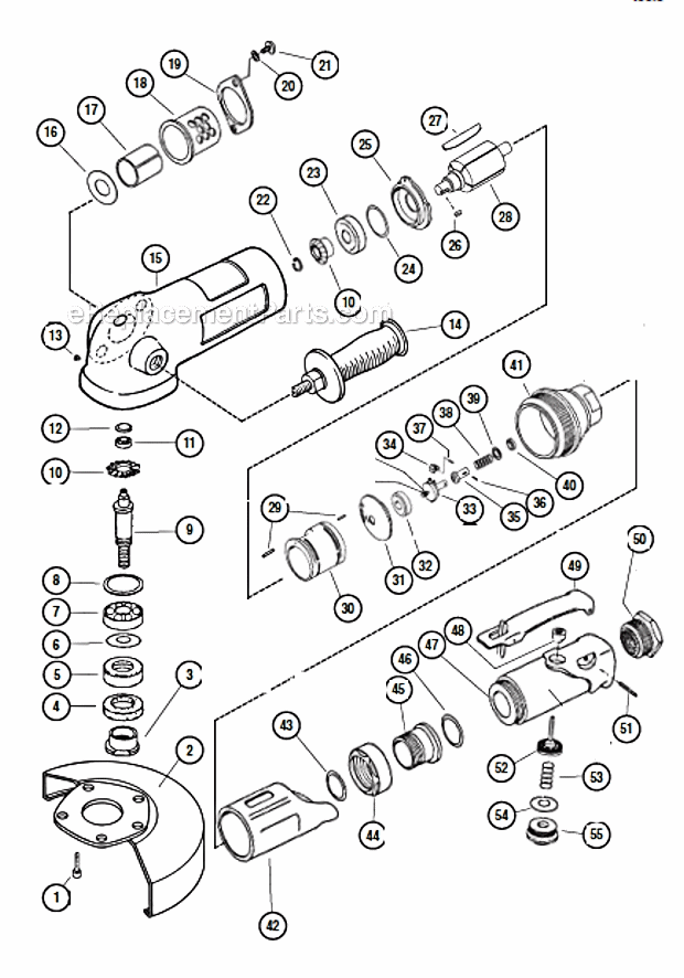Page A Diagram and Parts List for 50348  Dynabrade Angle Grinder