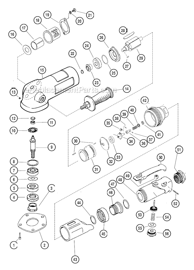 Page A Diagram and Parts List for 50360  Dynabrade Sander Polisher