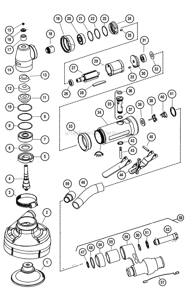 Page A Diagram and Parts List for 50561  Dynabrade Sander Polisher