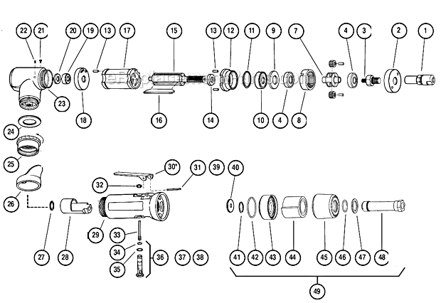 Page A Diagram and Parts List for 51211  Dynabrade Grinder