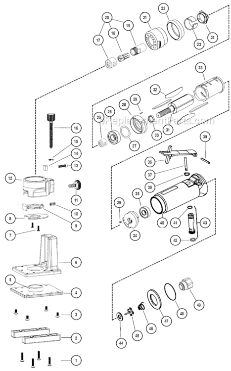 Page A Diagram and Parts List for 51331  Dynabrade Router