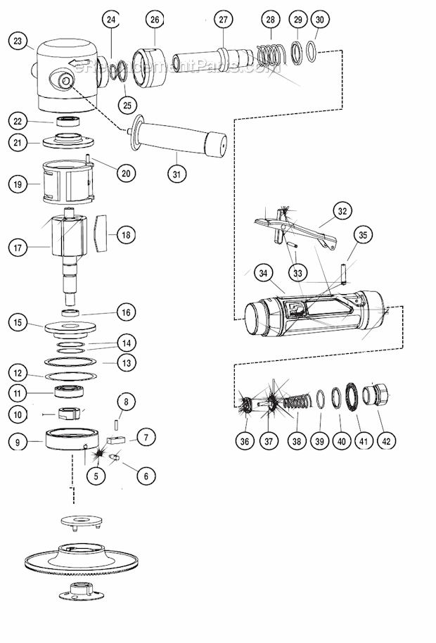 Page A Diagram and Parts List for 51371  Dynabrade Sander Polisher