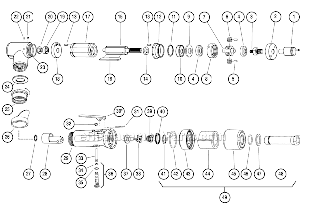 Page A Diagram and Parts List for 51410  Dynabrade Sander Polisher