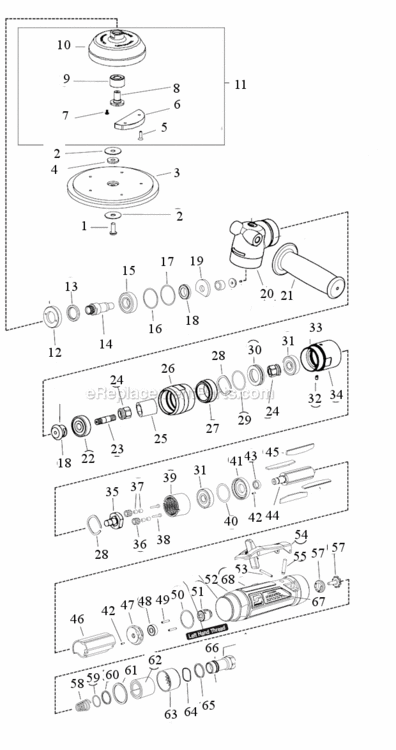 Page A Diagram and Parts List for 51449  Dynabrade Sander Polisher