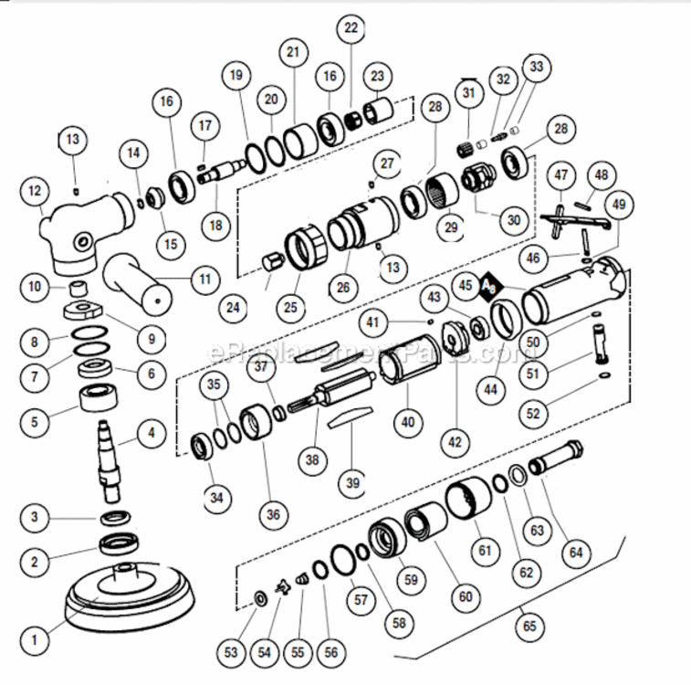 Page A Diagram and Parts List for 51472  Dynabrade Sander Polisher
