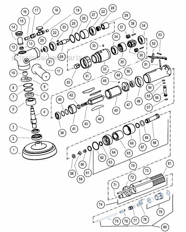 Page A Diagram and Parts List for 51476  Dynabrade Sander Polisher