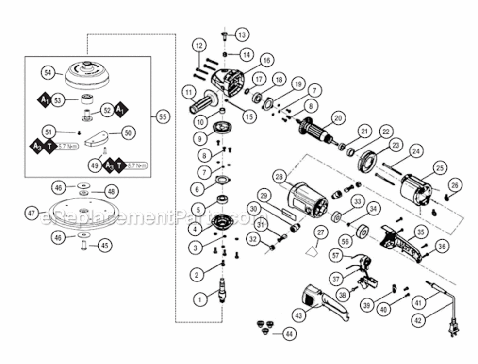 Page A Diagram and Parts List for 51584  Dynabrade Sander Polisher