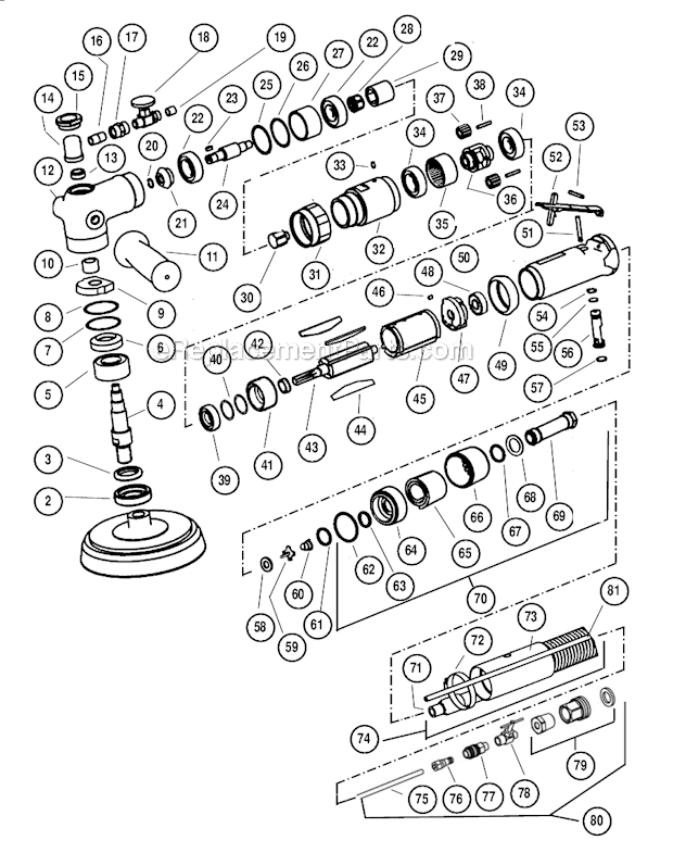 Page A Diagram and Parts List for 51605  Dynabrade Sander Polisher
