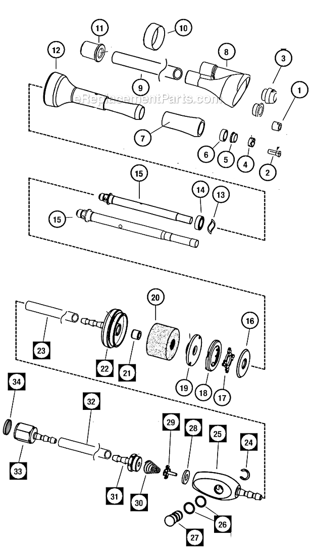 Page A Diagram and Parts List for 51733  Dynabrade Grinder