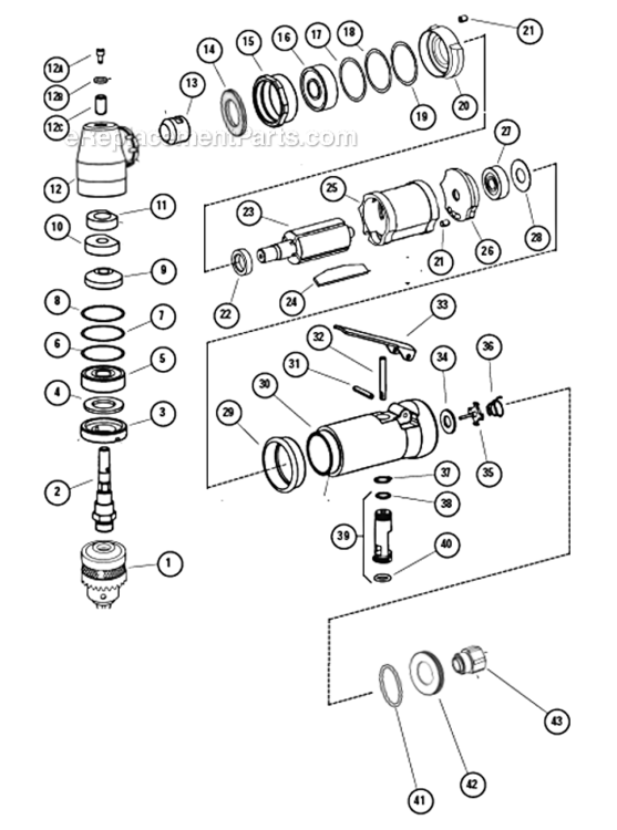 Page A Diagram and Parts List for 51847  Dynabrade Drill