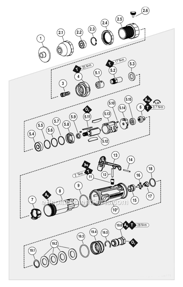 Page A Diagram and Parts List for 51854  Dynabrade Router