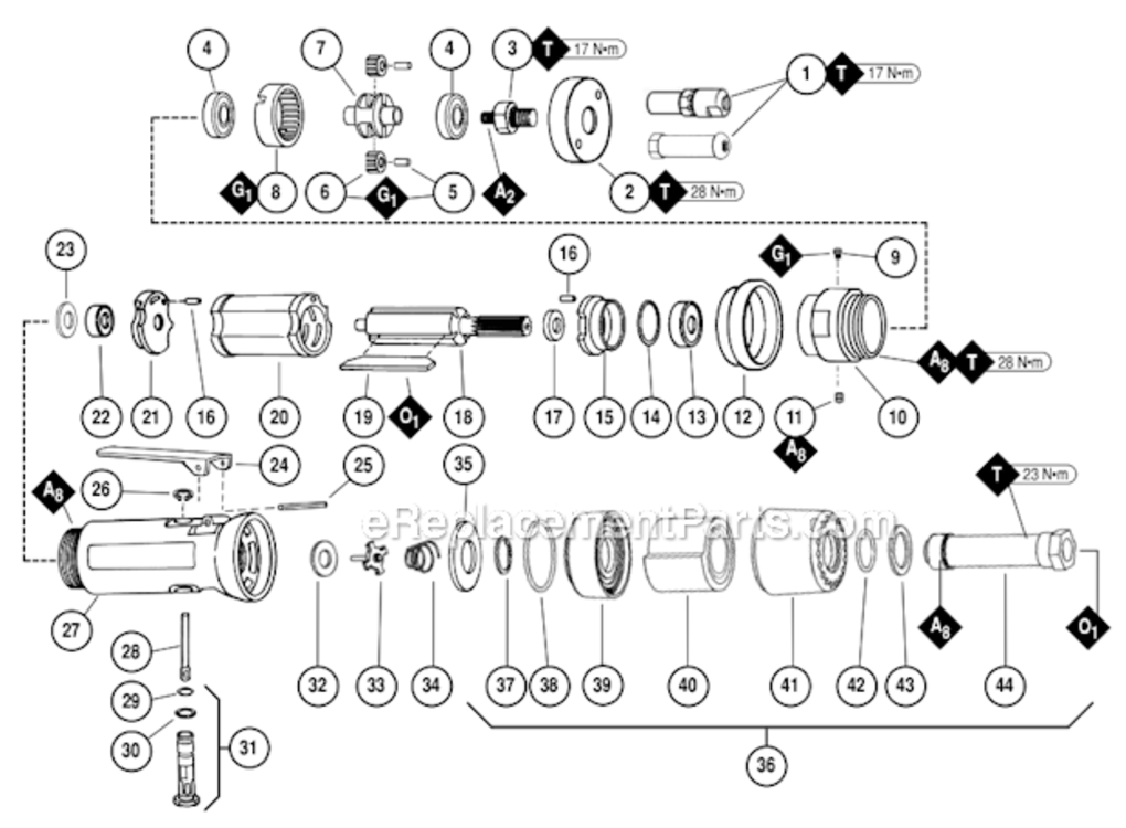 Page A Diagram and Parts List for 52052  Dynabrade Sander Polisher
