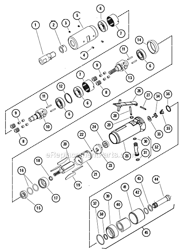 Page A Diagram and Parts List for 52100  Dynabrade Grinder