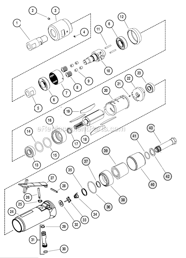 Page A Diagram and Parts List for 52105  Dynabrade Grinder