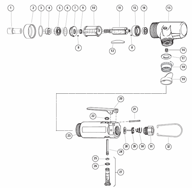 Page A Diagram and Parts List for 52242  Dynabrade Grinder