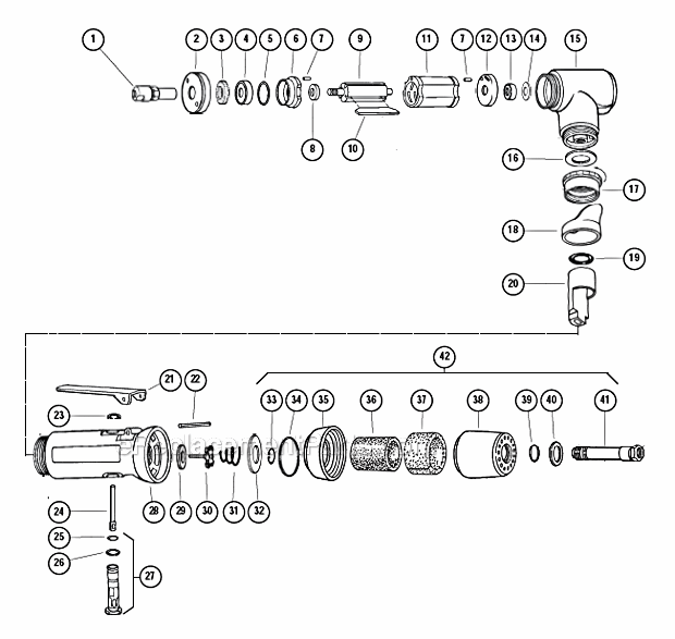 Page A Diagram and Parts List for 52251  Dynabrade Grinder