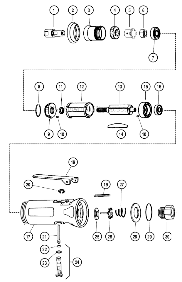 Page A Diagram and Parts List for 52256  Dynabrade Grinder