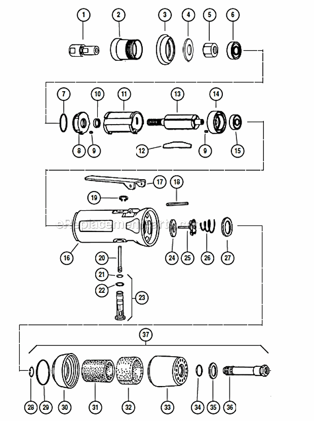Page A Diagram and Parts List for 52277  Dynabrade Grinder