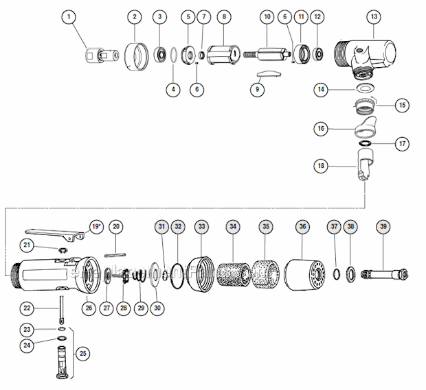 Page A Diagram and Parts List for 52279  Dynabrade Grinder