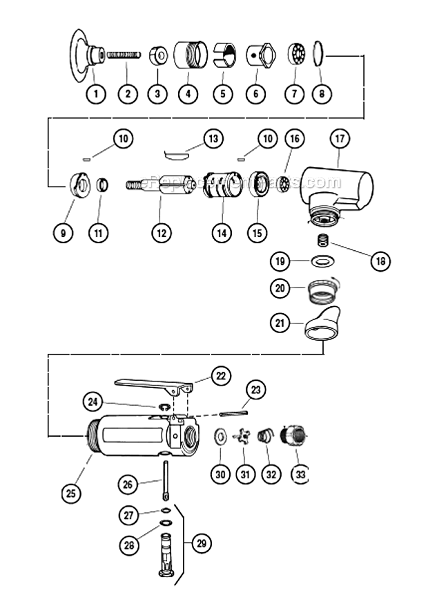 Page A Diagram and Parts List for 52402  Dynabrade Sander Polisher