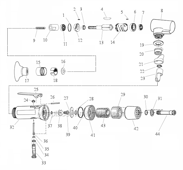 Page A Diagram and Parts List for 52403  Dynabrade Sander Polisher