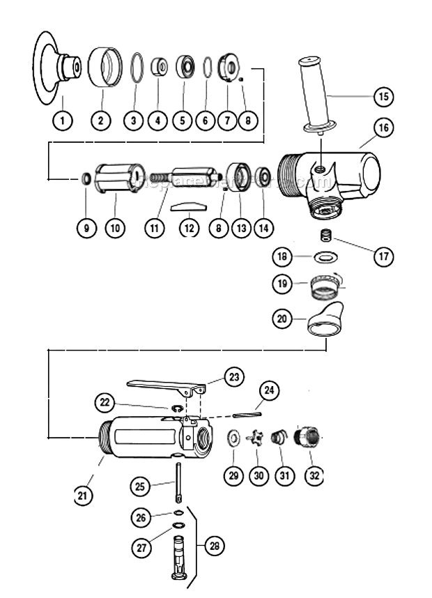 Page A Diagram and Parts List for 52412  Dynabrade Sander Polisher