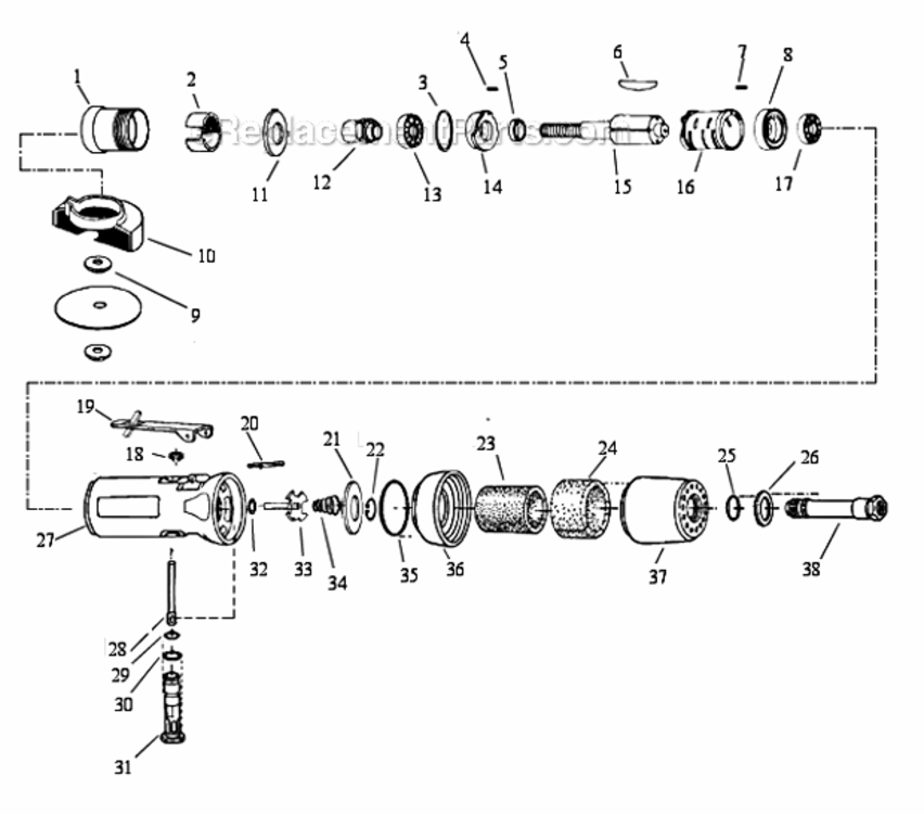 Page A Diagram and Parts List for 52435  Dynabrade Saw