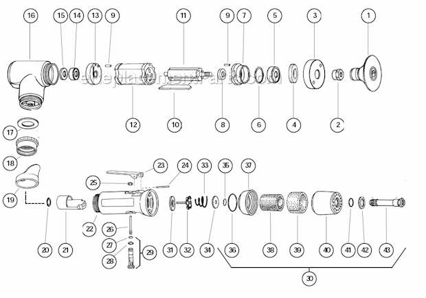 Page A Diagram and Parts List for 52500  Dynabrade Sander Polisher