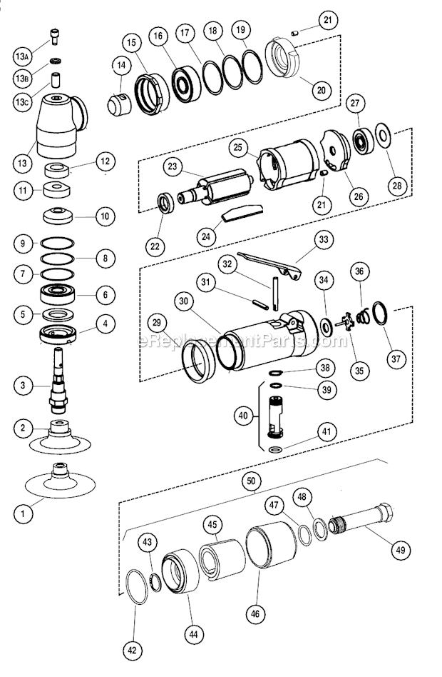 Page A Diagram and Parts List for 52525  Dynabrade Sander Polisher