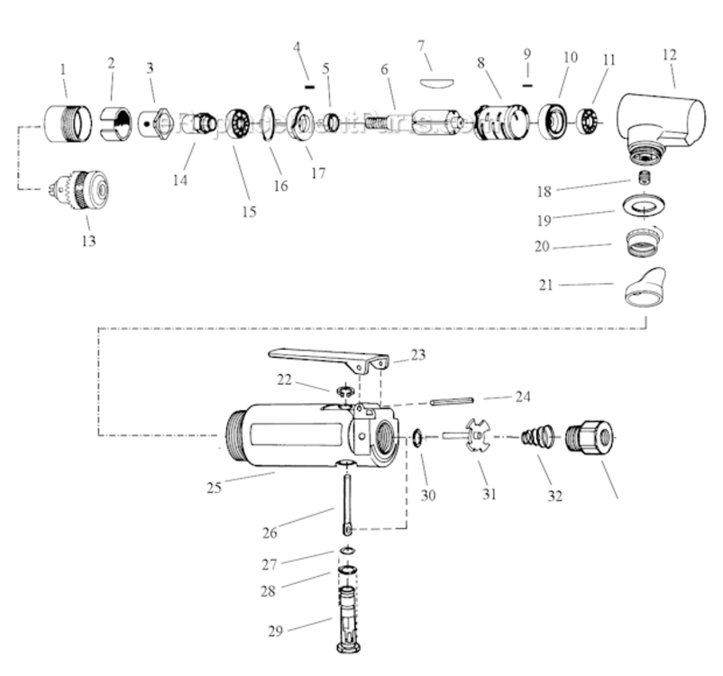 Page A Diagram and Parts List for 52602  Dynabrade Drill