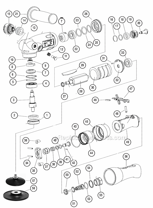 Page A Diagram and Parts List for 52634  Dynabrade Sander Polisher