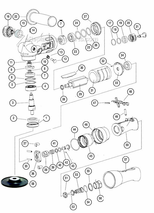 Page A Diagram and Parts List for 52657  Dynabrade Sander Polisher