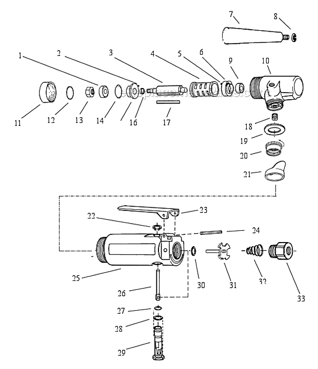Page A Diagram and Parts List for 52700  Dynabrade Grinder