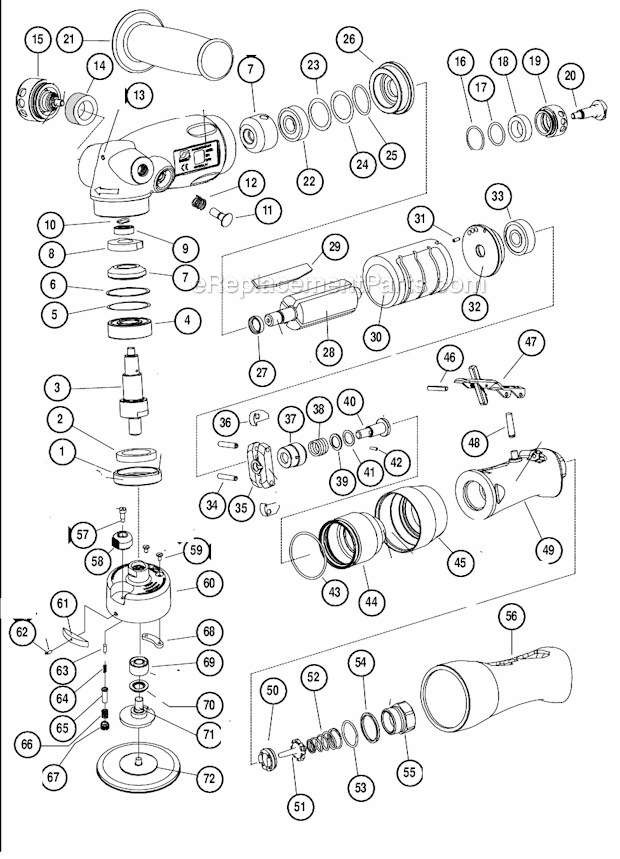 Page A Diagram and Parts List for 52760  Dynabrade Sander Polisher