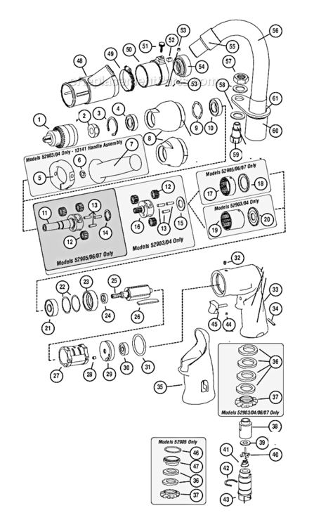 Page A Diagram and Parts List for 52906  Dynabrade Drill