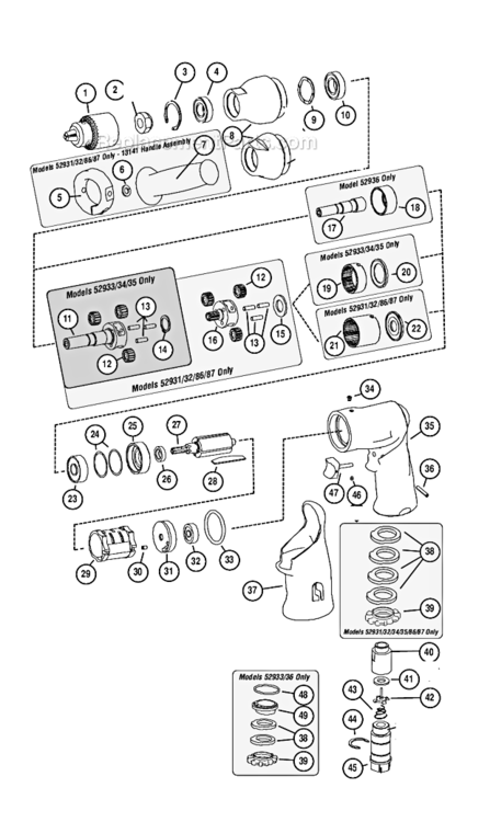 Page A Diagram and Parts List for 52987  Dynabrade Drill