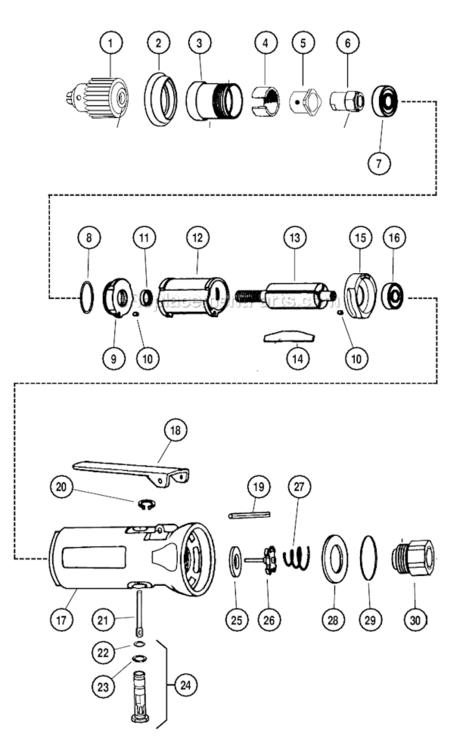 Page A Diagram and Parts List for 53037  Dynabrade Drill
