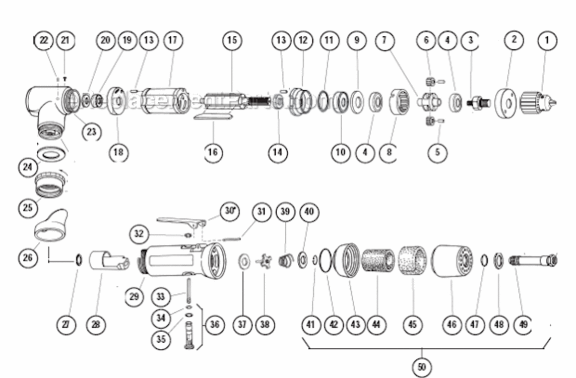 Page A Diagram and Parts List for 53073  Dynabrade Drill