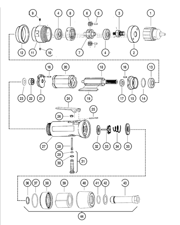 Page A Diagram and Parts List for 53078  Dynabrade Drill