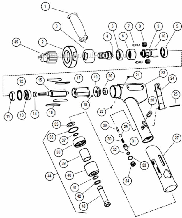 Page A Diagram and Parts List for 53081  Dynabrade Drill