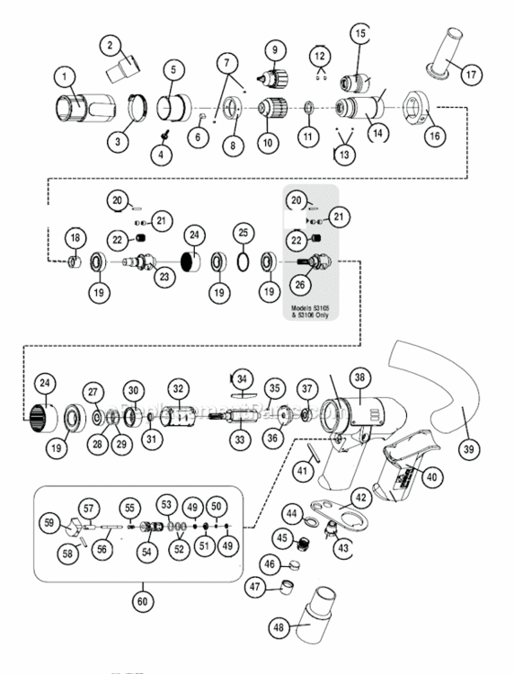 Page A Diagram and Parts List for 53105  Dynabrade Drill