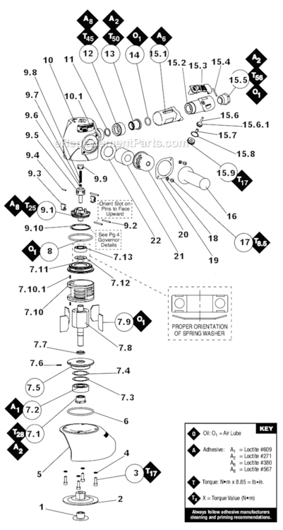 Page A Diagram and Parts List for 53244  Dynabrade Grinder
