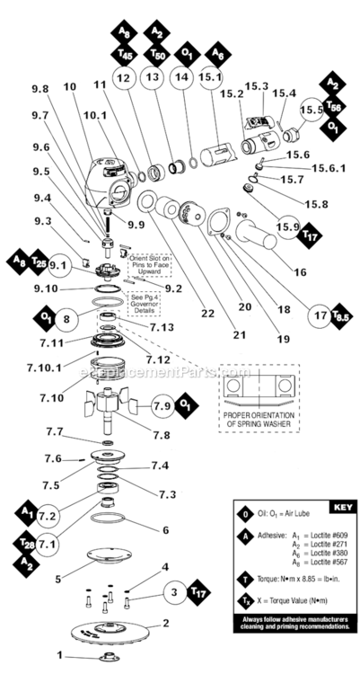 Page A Diagram and Parts List for 53252  Dynabrade Sander Polisher