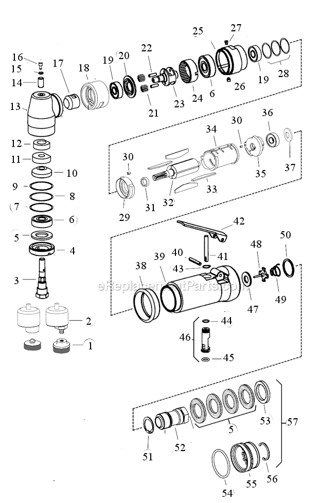 Page A Diagram and Parts List for 53417  Dynabrade Sander Polisher