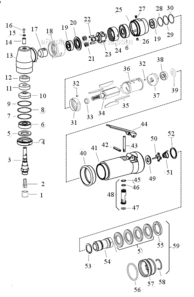 Page A Diagram and Parts List for 53425  Dynabrade Grinder