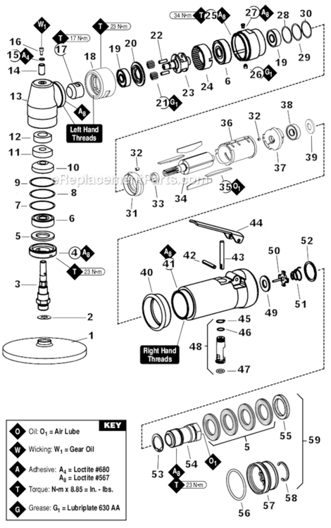 Page A Diagram and Parts List for 53465  Dynabrade Sander Polisher
