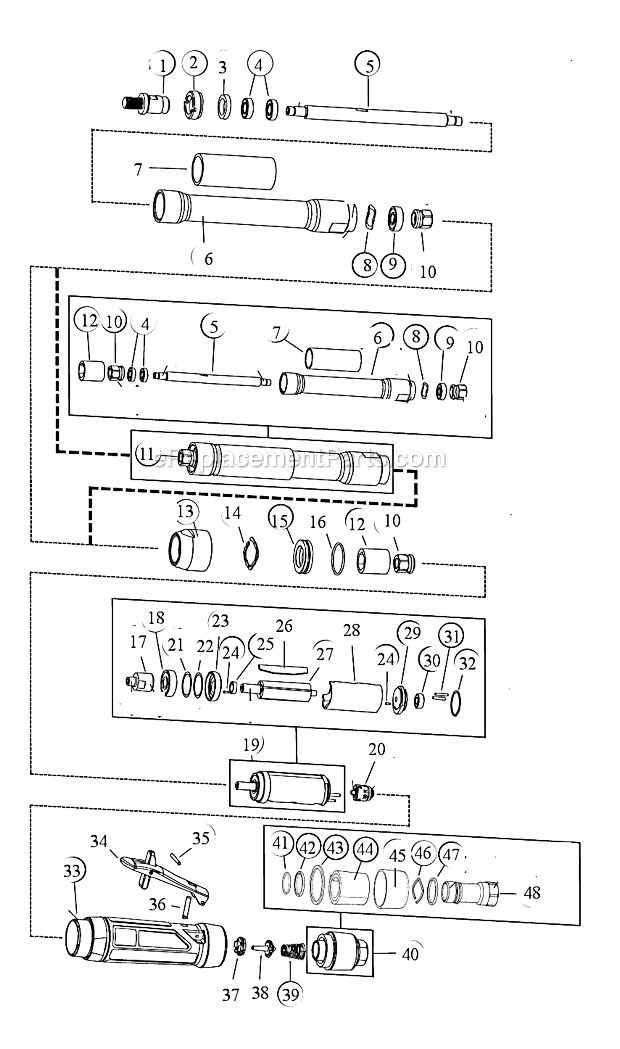 Page A Diagram and Parts List for 53533  Dynabrade Grinder