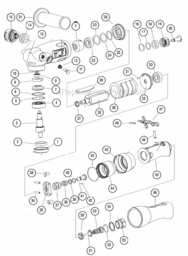 Page A Diagram and Parts List for 53869  Dynabrade Sander Polisher