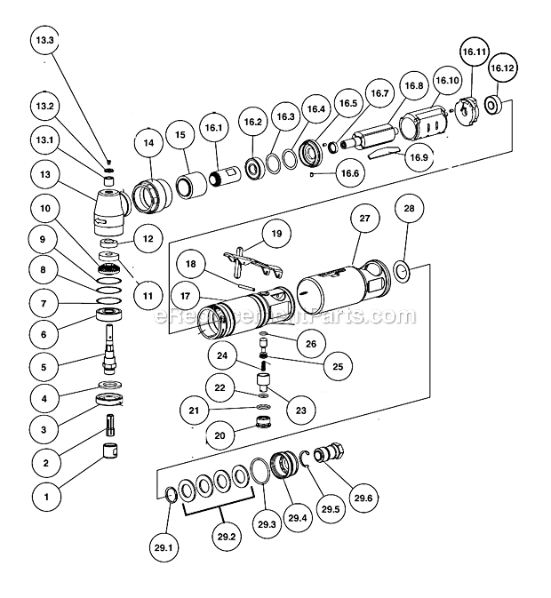 Page A Diagram and Parts List for 54387  Dynabrade Grinder