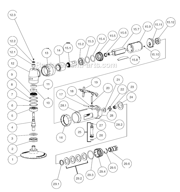 Page A Diagram and Parts List for 54406  Dynabrade Sander Polisher